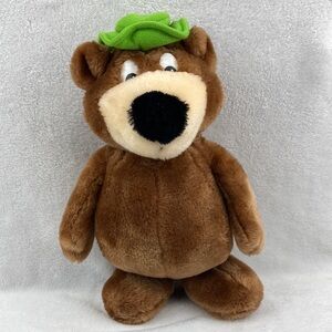 VTG 1986 Hannah Barbera Yogi Bear Brown Plush Bear Toy with Green Hat 14”